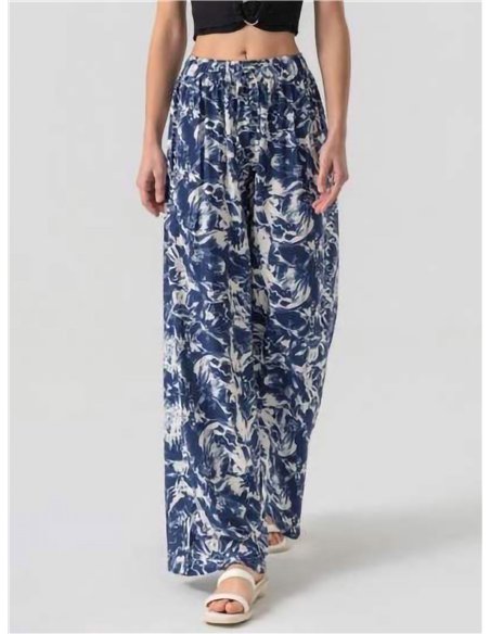 Calças palazzo com estampa abstrata