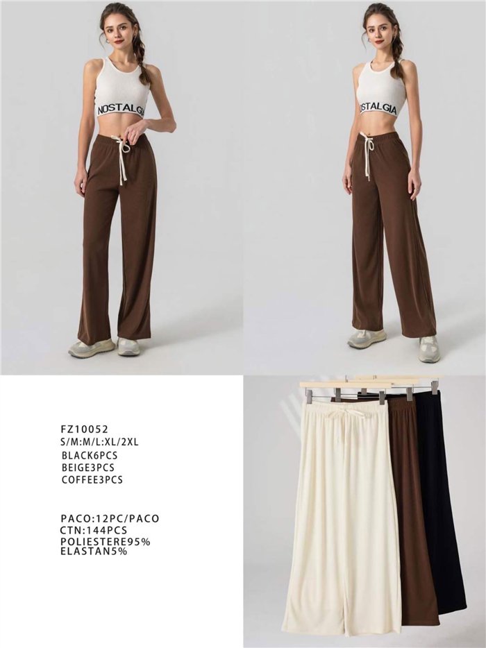 Calças palazzo com cordão.