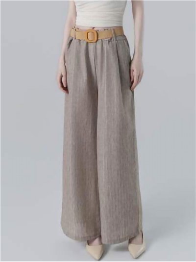 Pantalón palazzo con cinturón efecto lino