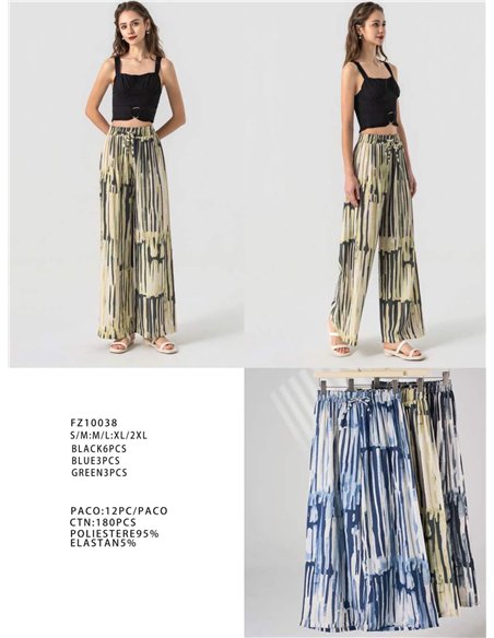 Calças palazzo com estampa abstrata de listras