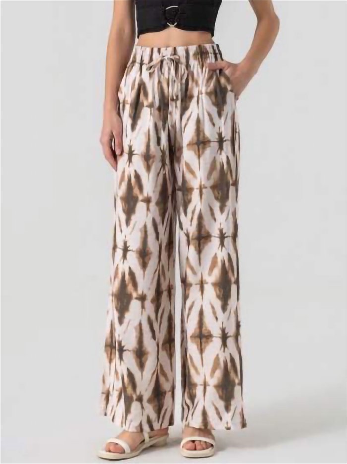 Calças palazzo com estampa tie-dye