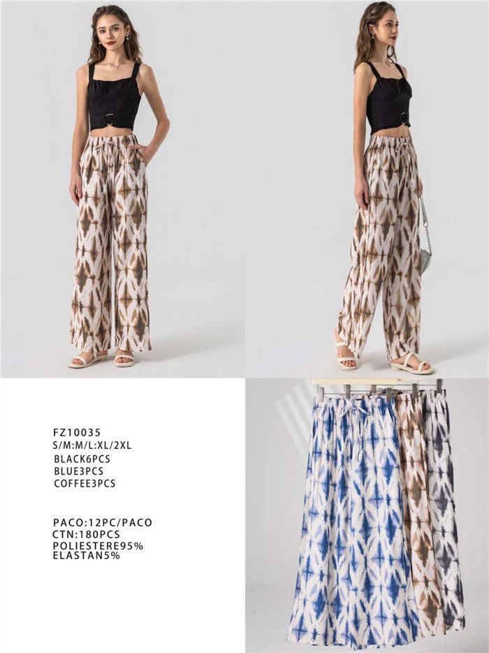 Calças palazzo com estampa tie-dye