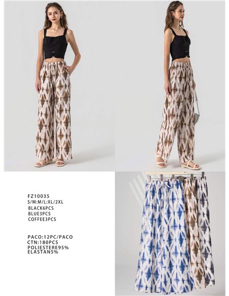 Calças palazzo com estampa tie-dye