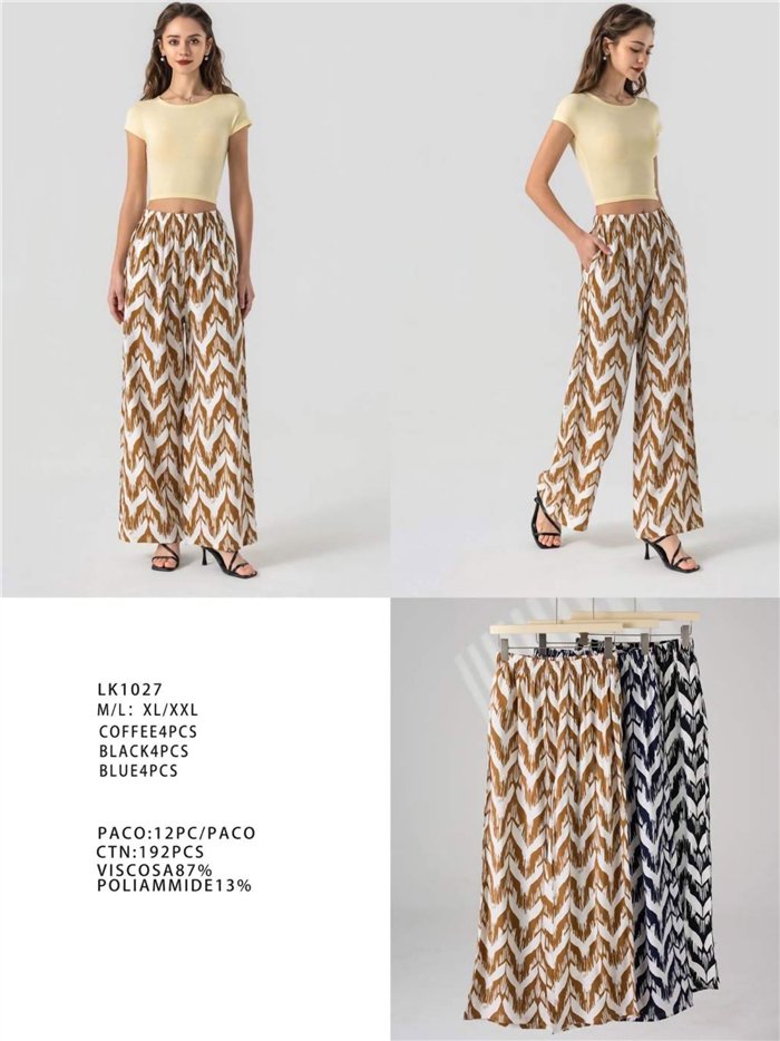 Pantaloni palazzo con stampa geometrica