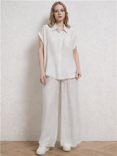 Conjunto de camisa raya y pantalón palazzo