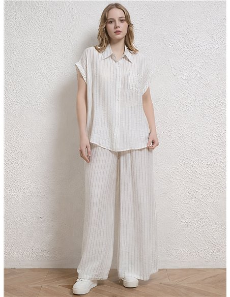 Conjunto de camisa raya y pantalón palazzo