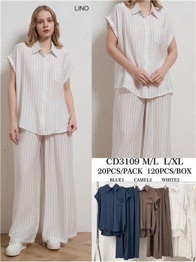 Conjunto de camisa raya y pantalón palazzo 2