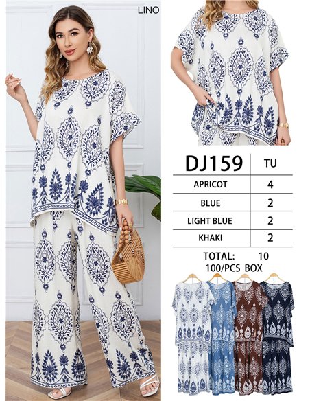 Set aus locker sitzender Bluse mit Paisleymuster und weit geschnittener Hose