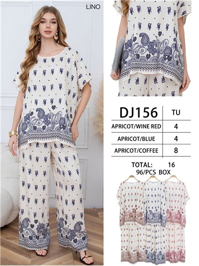 Conjunto blusa amplia estampada boho y pantalón wide-leg 2