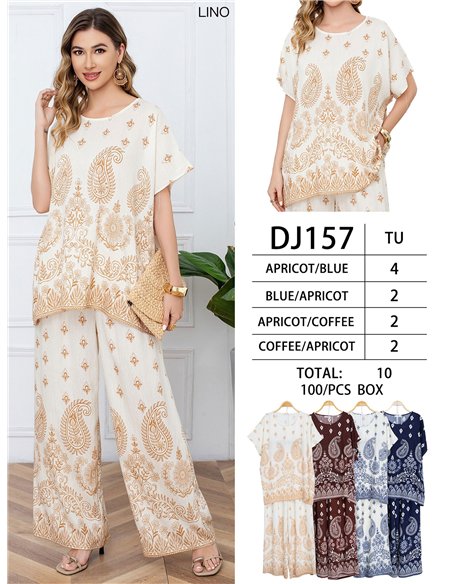 Set aus Paisley-Bluse und weit geschnittener Hose