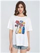 Camiseta oversize gatos y flores