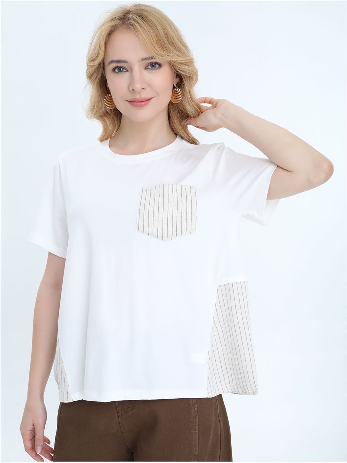Camiseta combinada detalle rayas