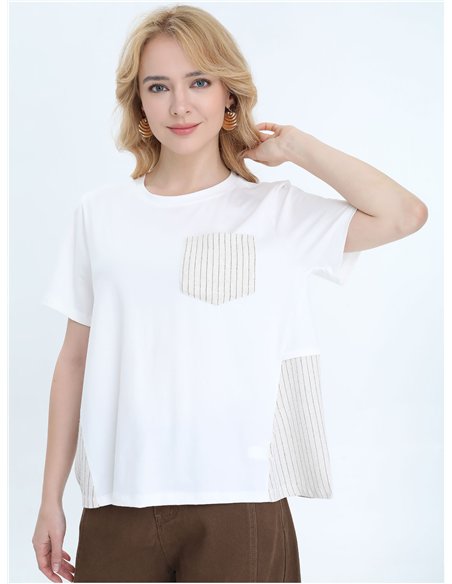 Camiseta combinada detalle rayas