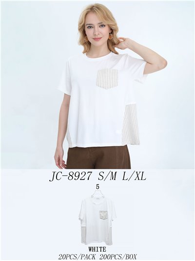 Camiseta combinada detalle rayas 2
