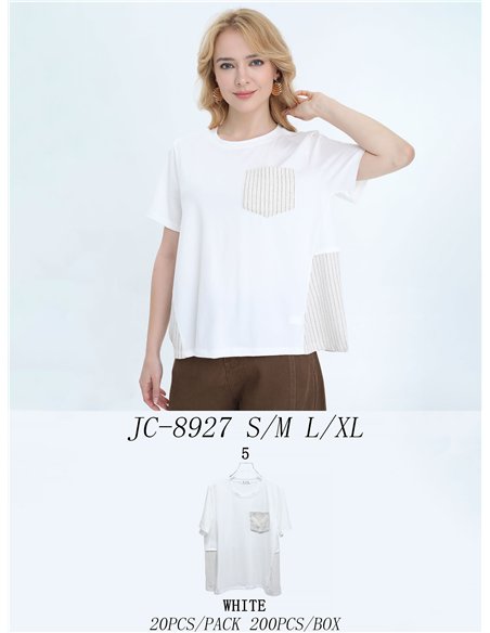 Camiseta combinada detalle rayas