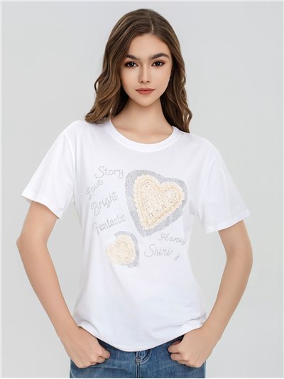 Embroidered heart t-shirt