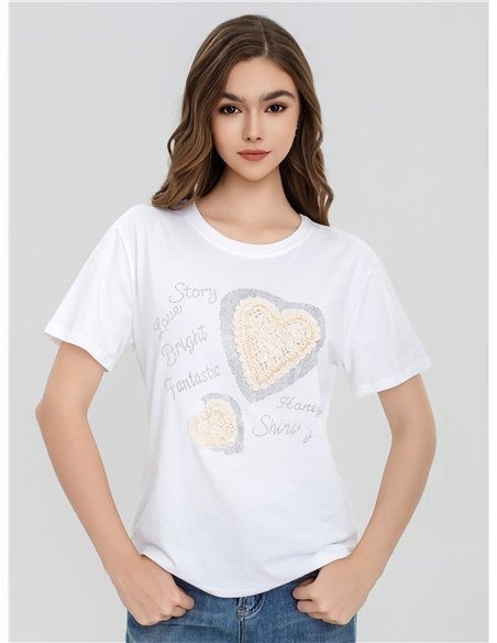 Embroidered heart t-shirt