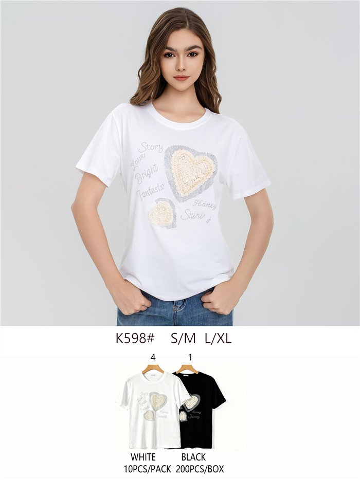 Embroidered heart t-shirt