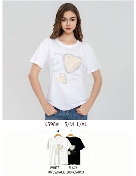 Embroidered heart t-shirt