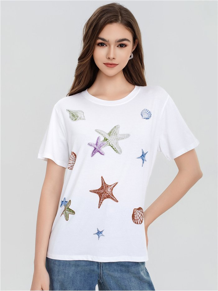Camiseta estrellas de mar con strass
