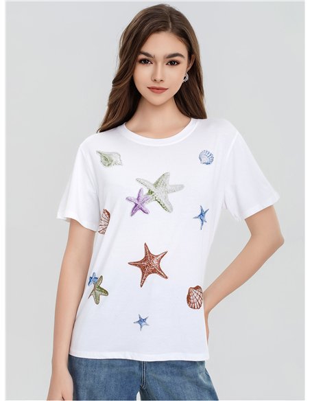 Camiseta estrellas de mar con strass