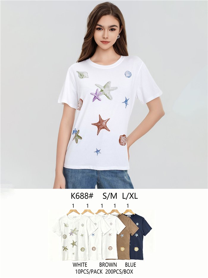 Camiseta estrellas de mar con strass