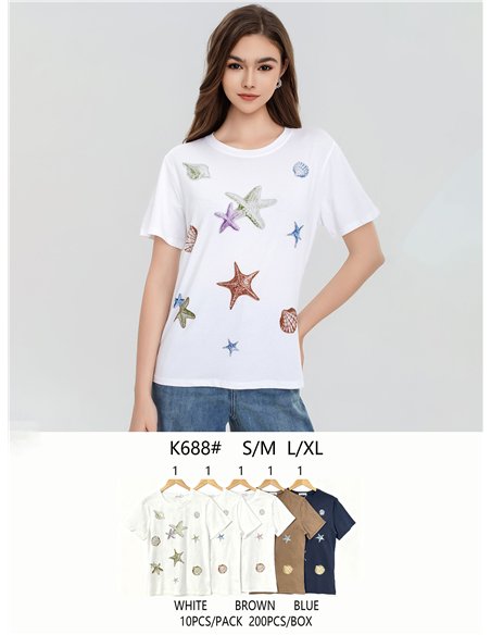 Camiseta estrellas de mar con strass