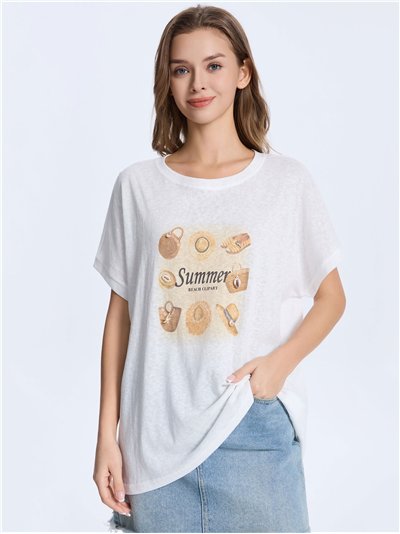Camiseta estampada de praia de verão