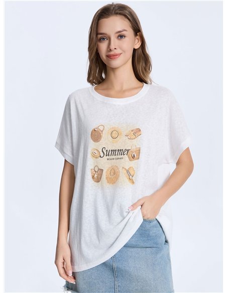 Camiseta estampada de praia de verão