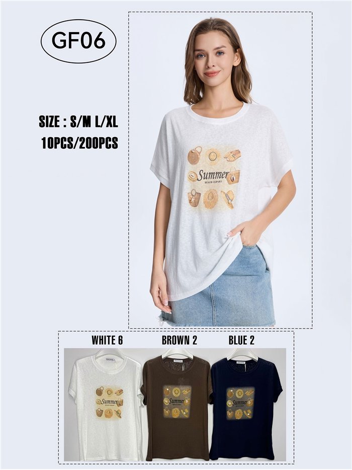 Camiseta estampada de praia de verão