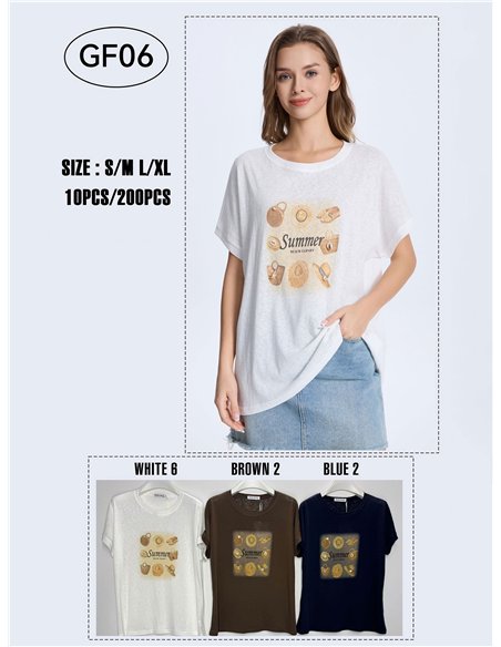 Camiseta estampada de praia de verão