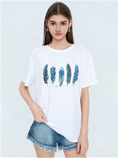 Strass-Feder-T-Shirt