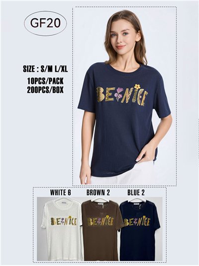 Camiseta com estampa da frase "seja legal" 2