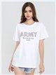Camiseta estampada army con pedrería