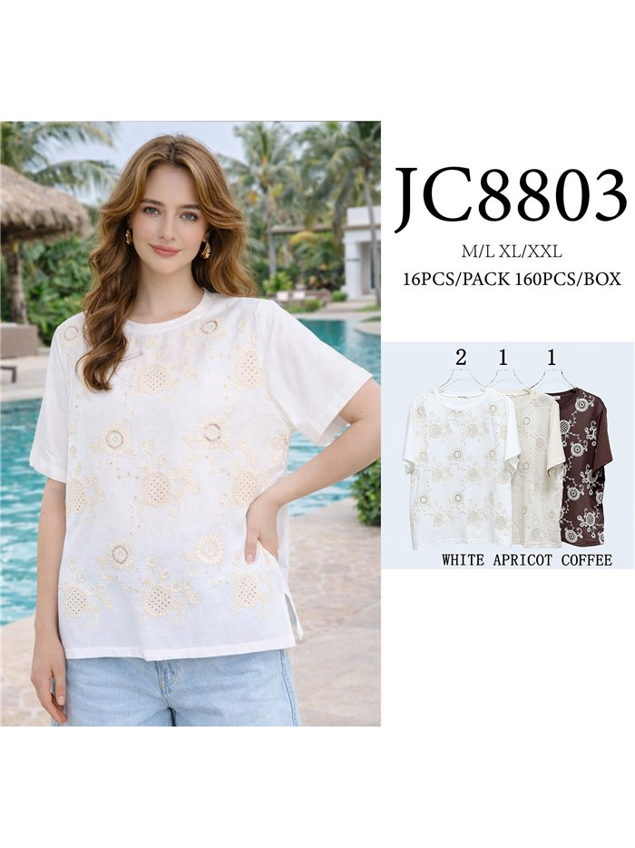 Camiseta bordada floral