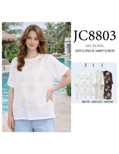 Camiseta bordada floral