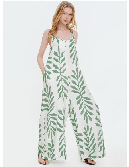 Mono palazzo estampado de hojas