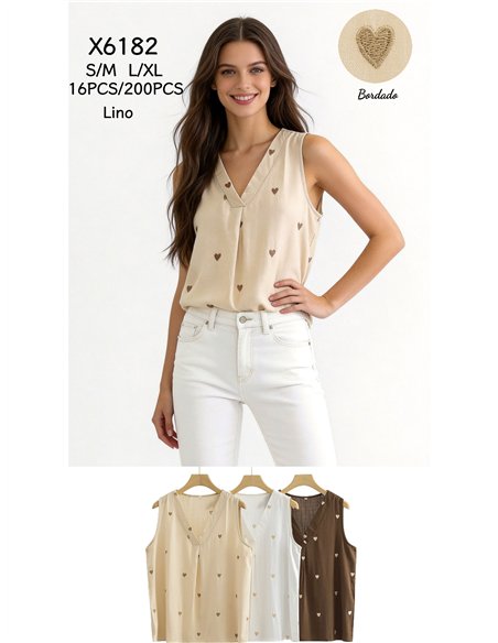 Blusa com corações bordados