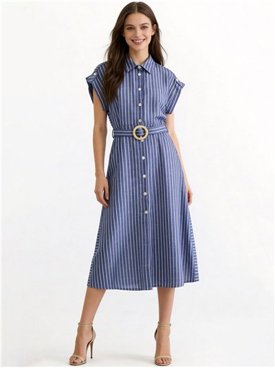 Vestido camisero rayas con cinturón