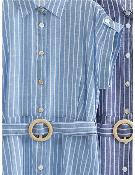 Vestido camisero rayas con cinturón