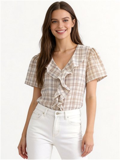 Blusa cuadros con volante