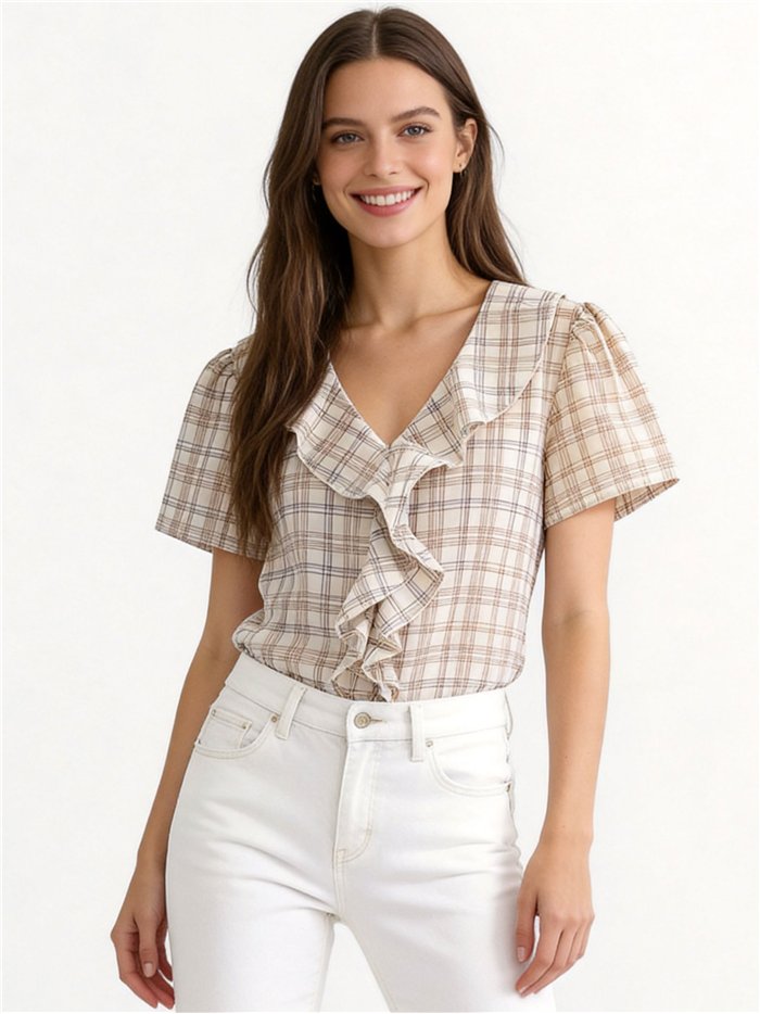 Blusa cuadros con volante