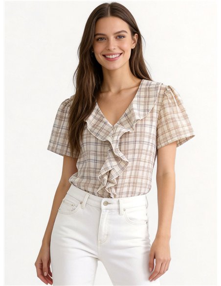 Blusa cuadros con volante