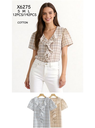Blusa cuadros con volante 2