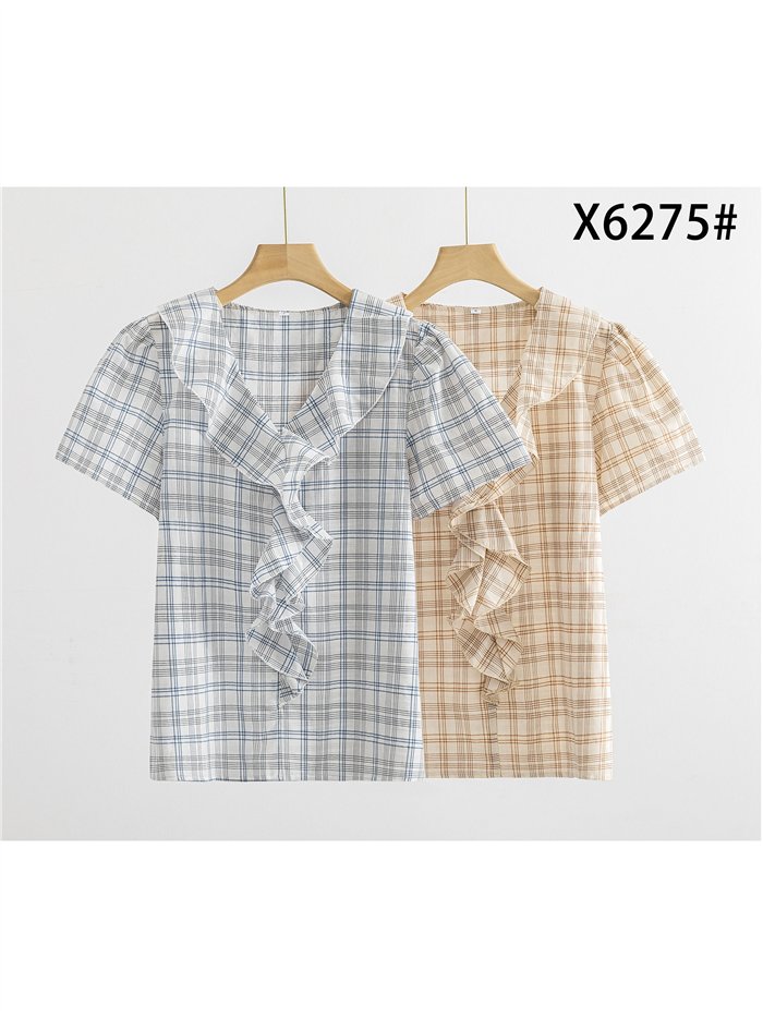 Blusa cuadros con volante