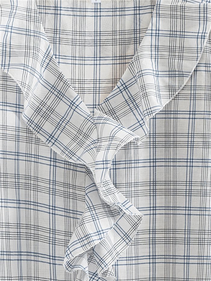 Blusa cuadros con volante