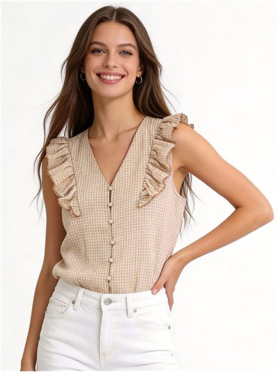 Blusa vichy con volantes