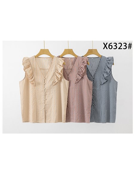 Blusa vichy con volantes