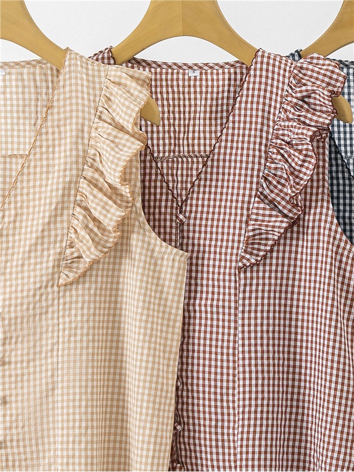 Blusa vichy con volantes