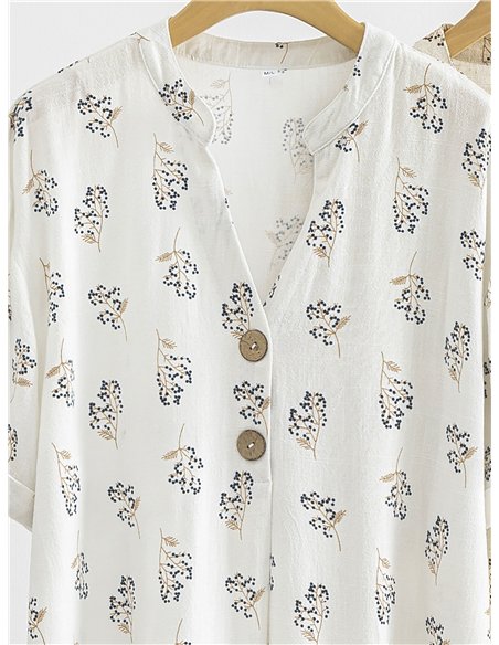 Vestido corto de lino estampado